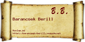 Barancsek Berill névjegykártya